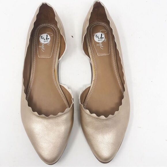 CROWN VINTAGE | Brushed Gold Metallic Look Flat Slip On Shoes Women’s Size 6.5 - Picture 3 of 11